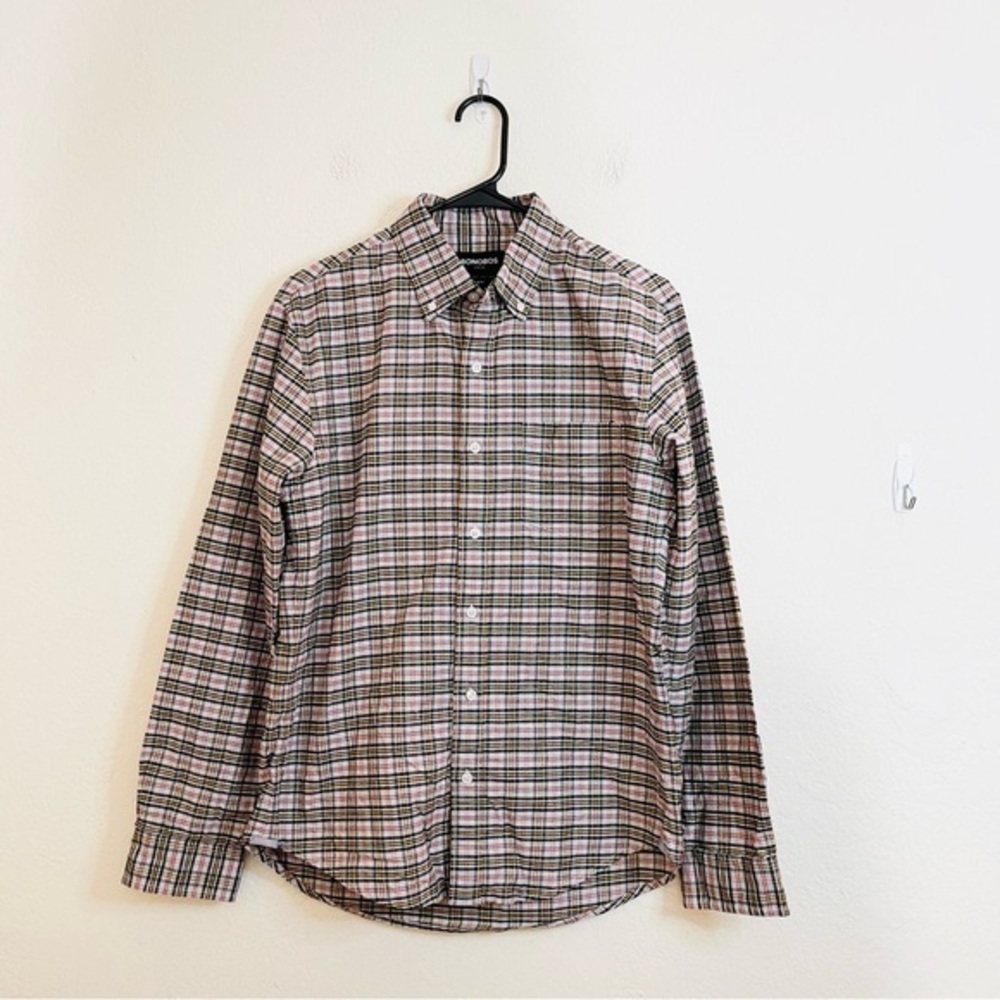 Bonobos Stretch Slim Fit Plaid Button Down Shirt Size Medium Red/Black